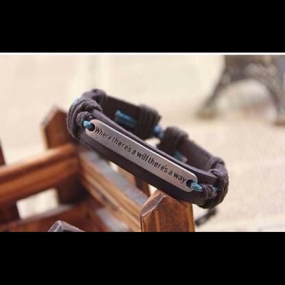 3 Inspirational Leather Metal Adjustable Bracelet - Picture 3 of 5